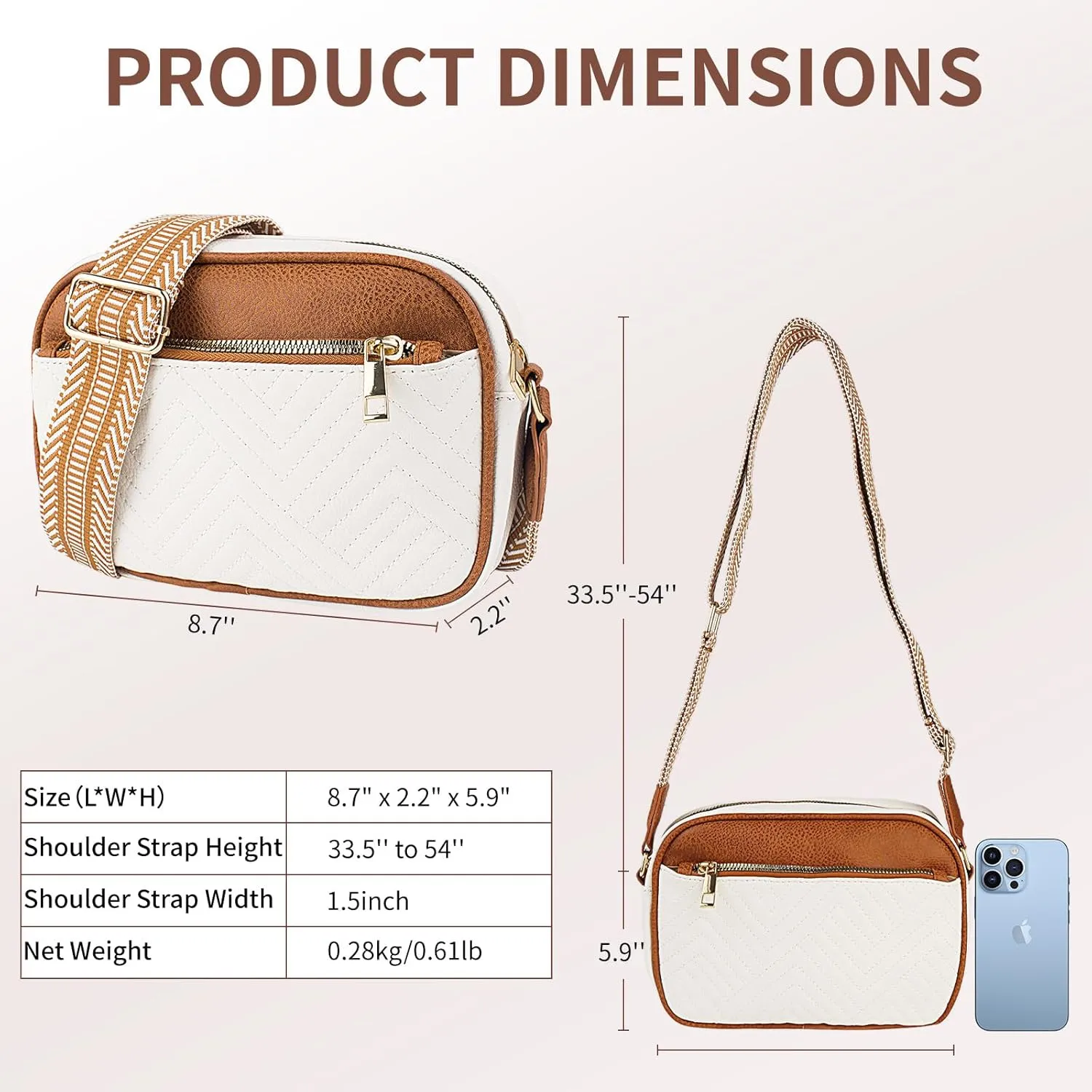 Quilted Crossbody Sling Bags For Women Vegan Leather Small Purse Trendy Shoulder Handbags With Wide Straps
