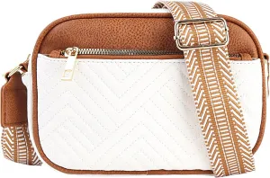 Quilted Crossbody Sling Bags For Women Vegan Leather Small Purse Trendy Shoulder Handbags With Wide Straps