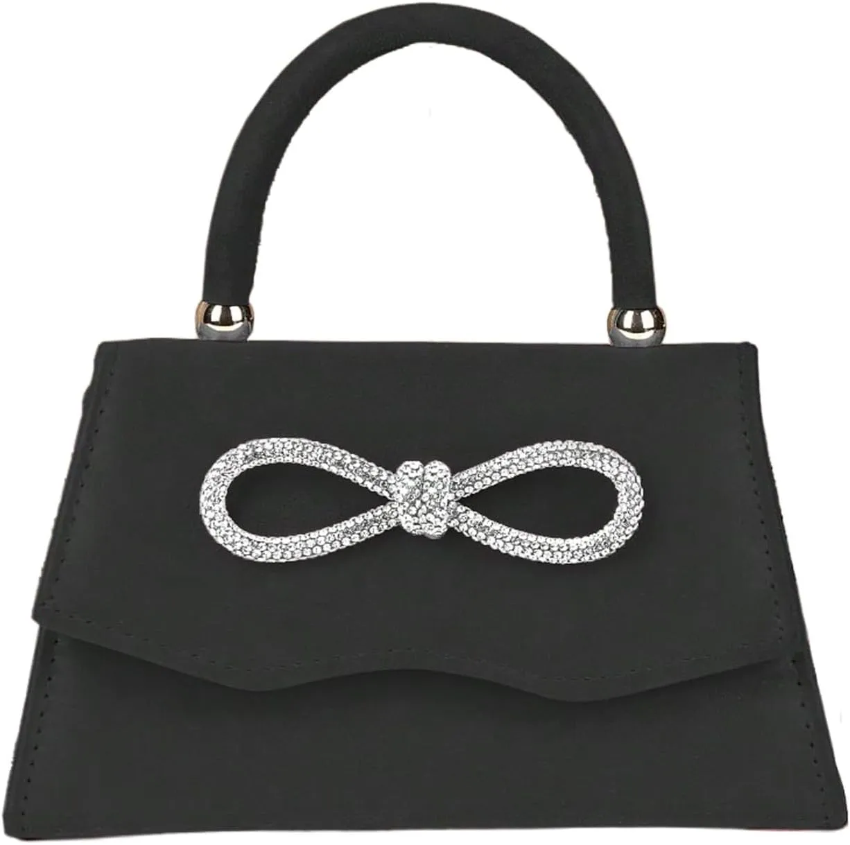 QWINEE Women's Evening Handbag Top Sparkly Rhinestone Bow Knot Handbag Top Handle Flap Magnet Elegant Clutch Purse