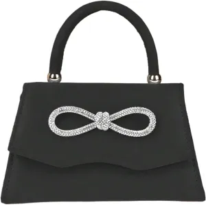 QWINEE Women's Evening Handbag Top Sparkly Rhinestone Bow Knot Handbag Top Handle Flap Magnet Elegant Clutch Purse