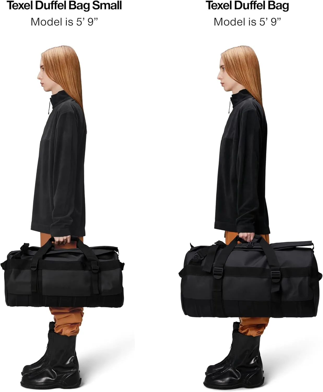RAINS Texel Waterproof Duffel Bag, Tubular Shape, Large Zip-Opening, Wrap-Around Straps, 2 Year Warranty, Weekend Bag