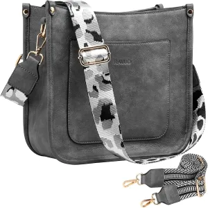 RAVUO Crossbody Bags for Women, Vegan Leather Shoulder Purse Fashion Hobo Handbags with 2 Adjustable Straps