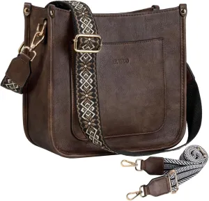 RAVUO Crossbody Bags for Women, Vegan Leather Shoulder Purse Fashion Hobo Handbags with 2 Adjustable Straps