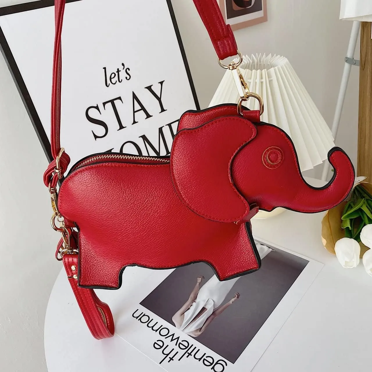 Rejolly Elephant Shaped Crossbody Bag for Women Shoulder Handbag PU Leather Wristlet Clutch Purse