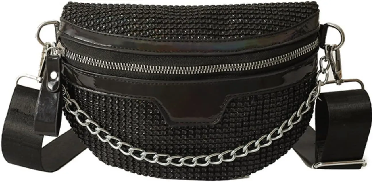 Rhinestone Chest Bag For Women Fanny Packs Belt Bags Crossbody Bags Waist Pouch Purse for Lady Party Outdoor Traveling Beach
