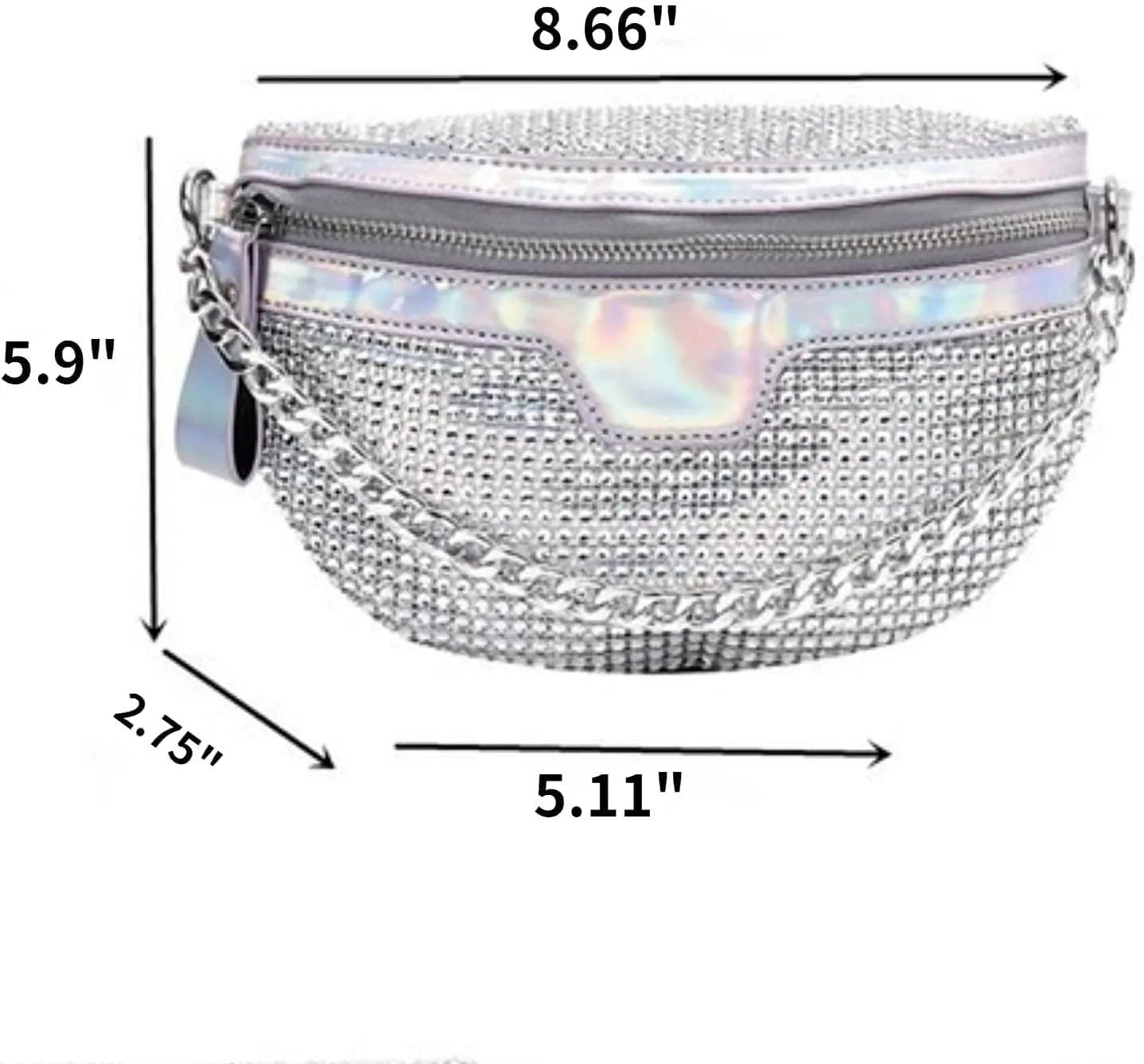 Rhinestone Chest Bag For Women Fanny Packs Belt Bags Crossbody Bags Waist Pouch Purse for Lady Party Outdoor Traveling Beach