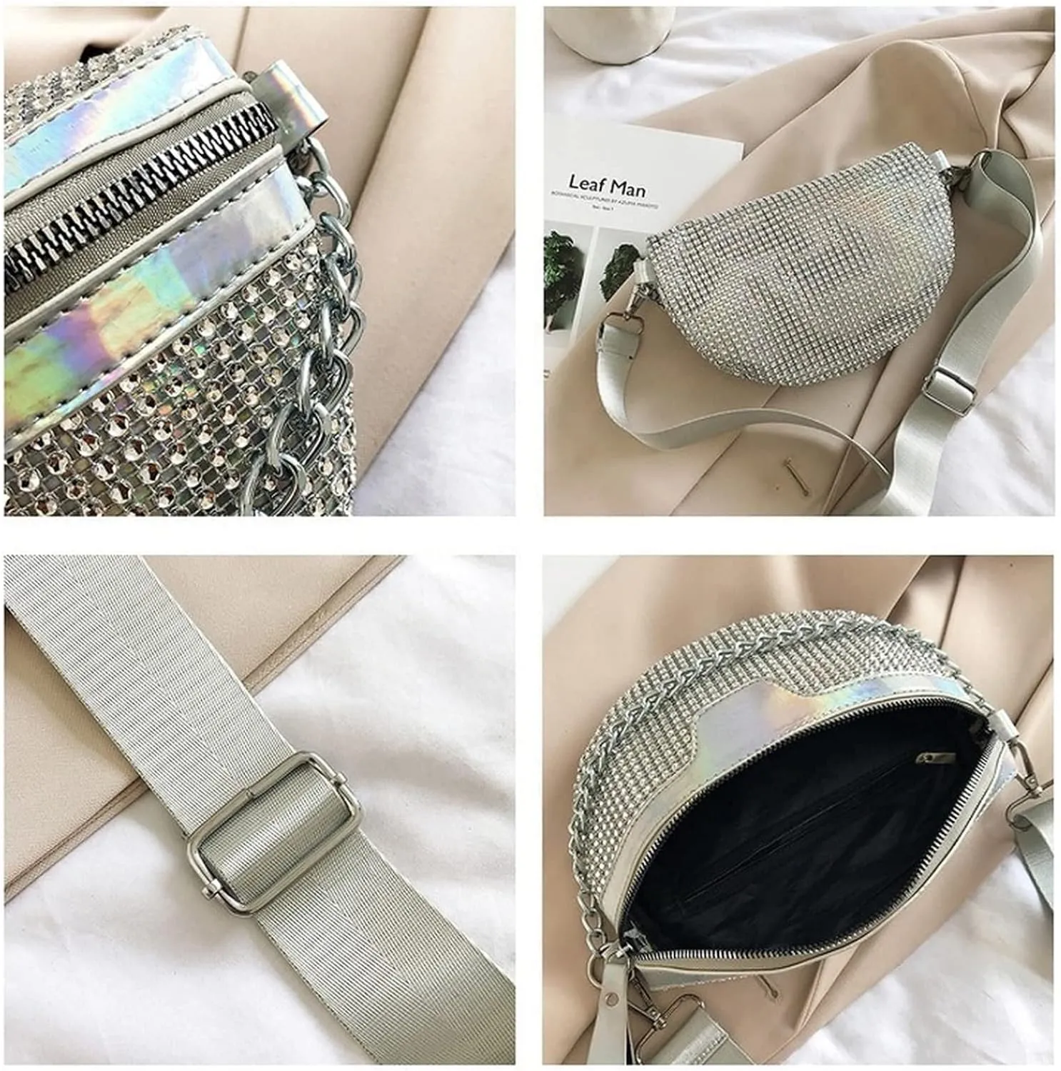 Rhinestone Chest Bag For Women Fanny Packs Belt Bags Crossbody Bags Waist Pouch Purse for Lady Party Outdoor Traveling Beach
