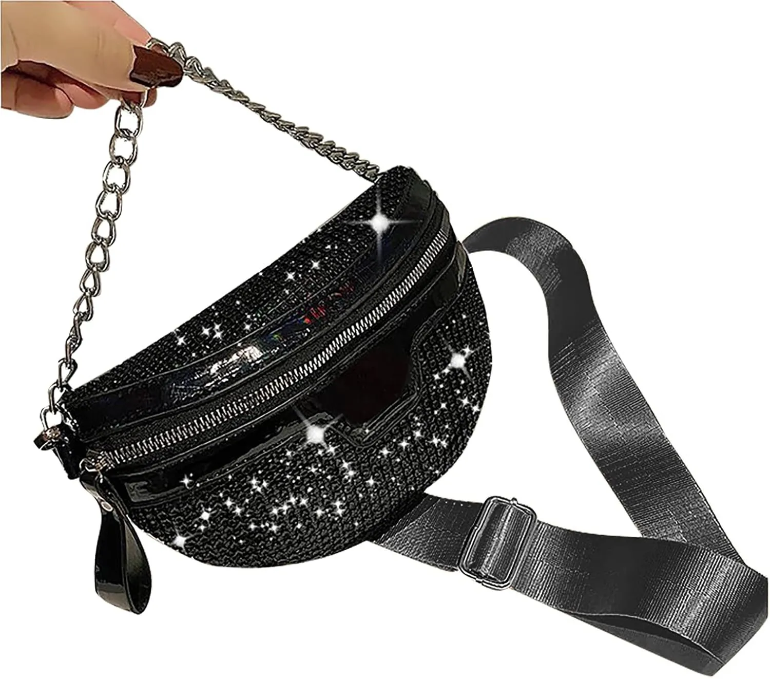 Rhinestone Chest Bag For Women Fanny Packs Belt Bags Crossbody Bags Waist Pouch Purse for Lady Party Outdoor Traveling Beach
