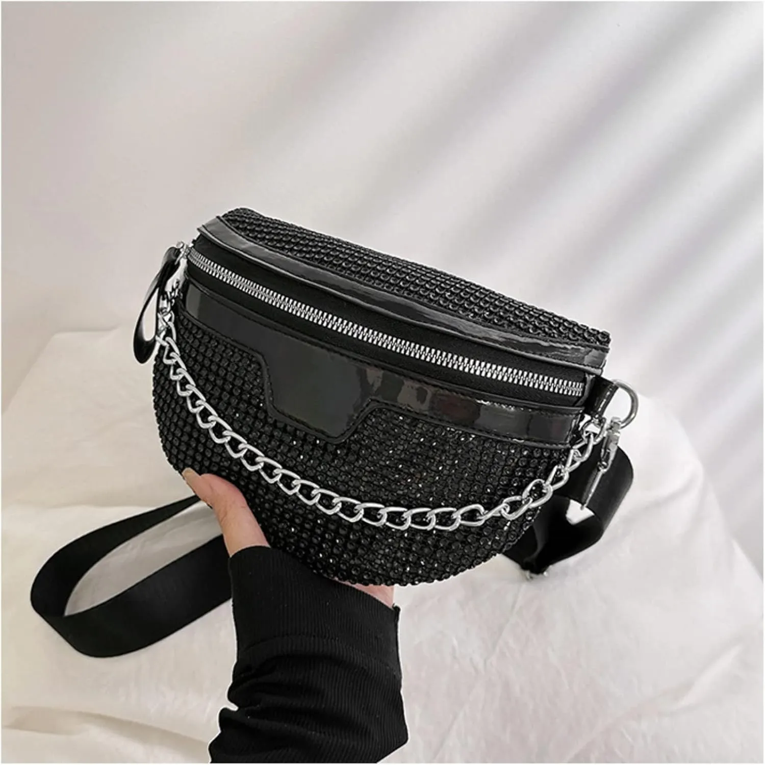 Rhinestone Chest Bag For Women Fanny Packs Belt Bags Crossbody Bags Waist Pouch Purse for Lady Party Outdoor Traveling Beach