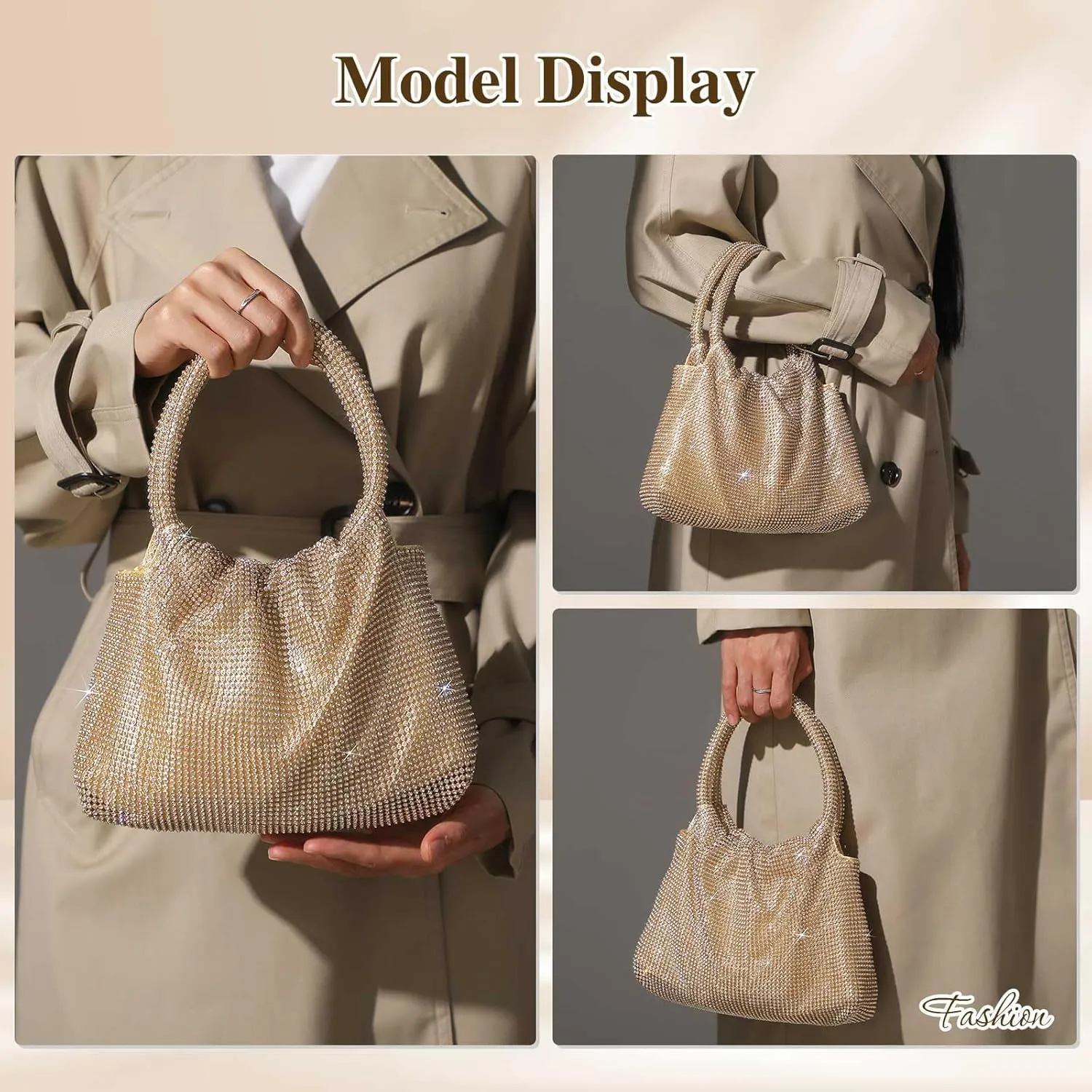 Rhinestone Clutch Purse for Women Top Handle Sparkly Diamond Evening Bag Glitter Mini Handbag for Evening Party