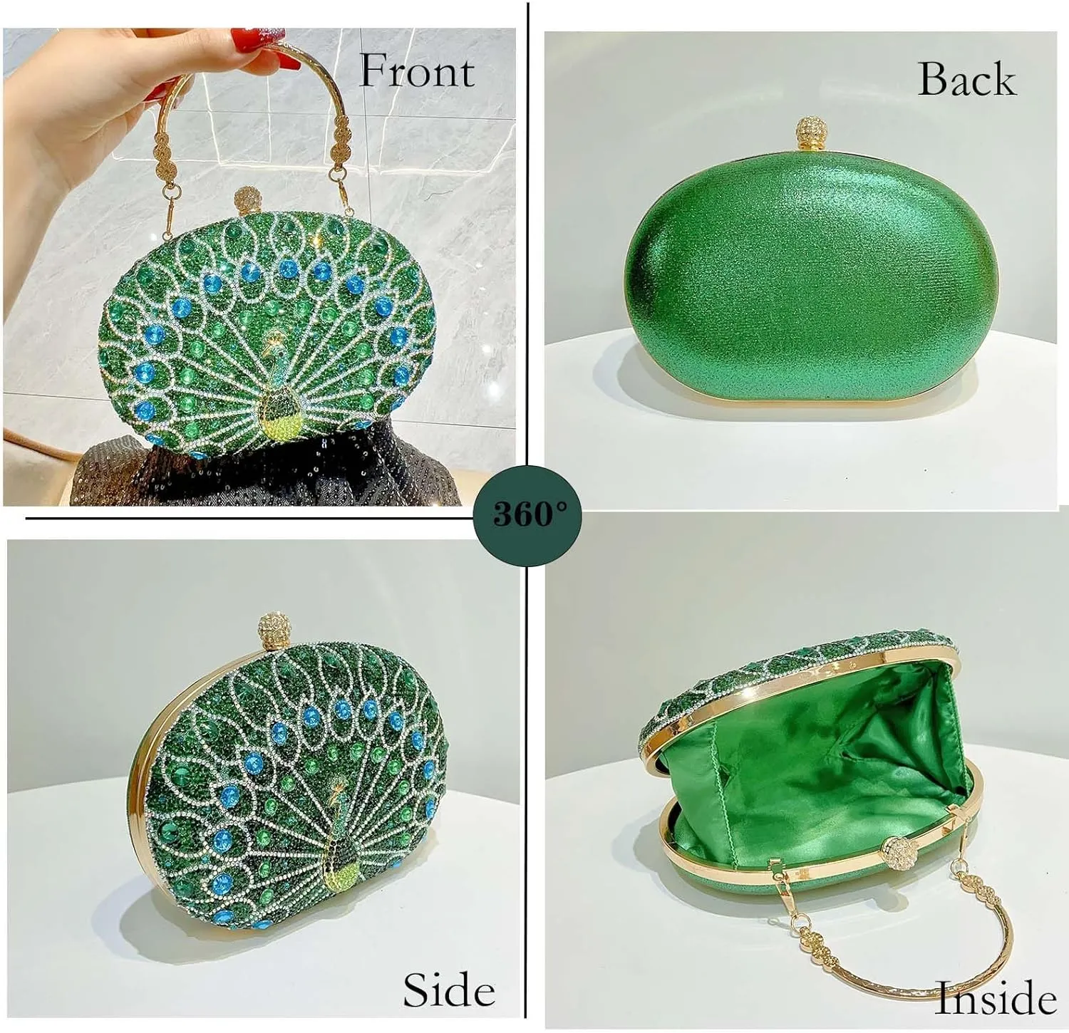Rhinestone Evening Clutch Purses for Women Evening Weddings Purses Crystal Diamond Glitter Sparkly Handbag