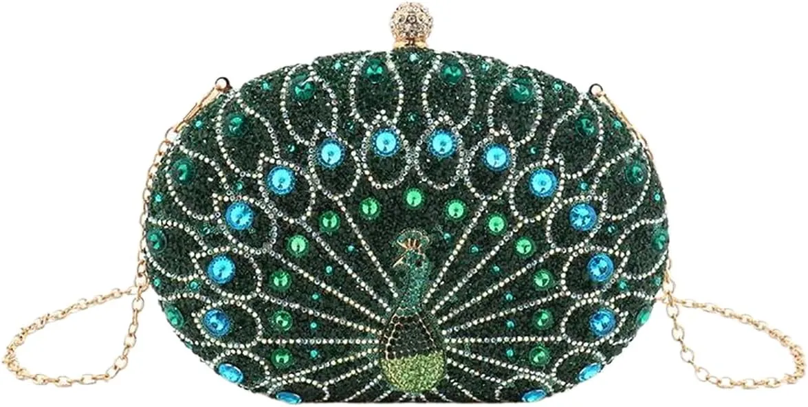 Rhinestone Evening Purses for Women Crystal Diamond Glitter Sparkly Handbag Elegant Shoulder Clutch
