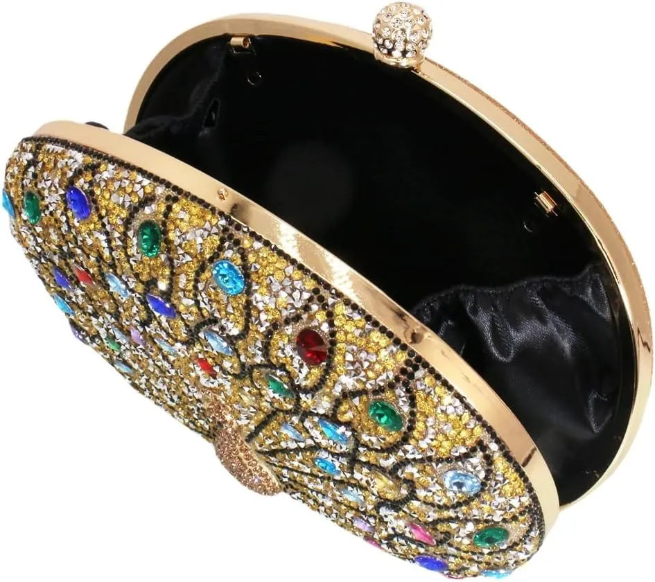 Rhinestone Evening Purses for Women Crystal Diamond Glitter Sparkly Handbag Elegant Shoulder Clutch