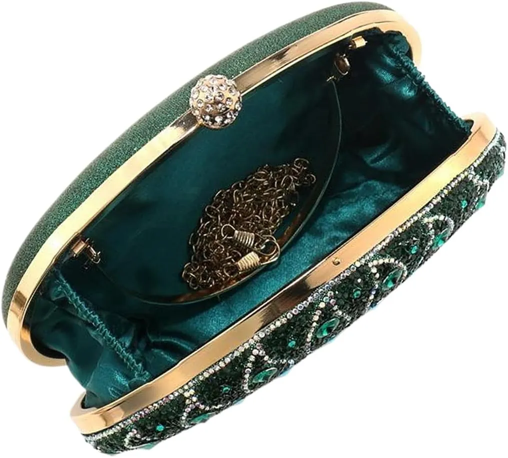 Rhinestone Evening Purses for Women Crystal Diamond Glitter Sparkly Handbag Elegant Shoulder Clutch