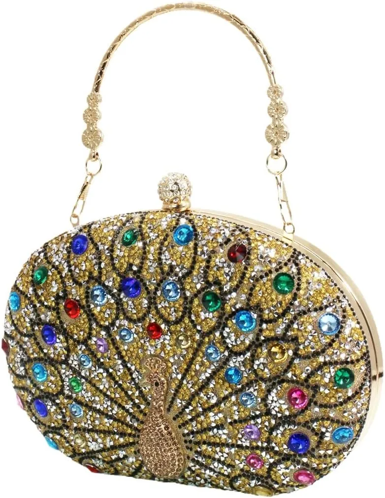 Rhinestone Evening Purses for Women Crystal Diamond Glitter Sparkly Handbag Elegant Shoulder Clutch