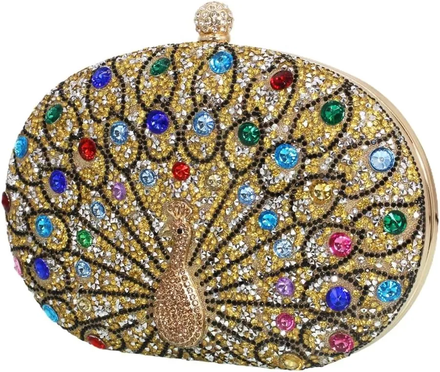 Rhinestone Evening Purses for Women Crystal Diamond Glitter Sparkly Handbag Elegant Shoulder Clutch