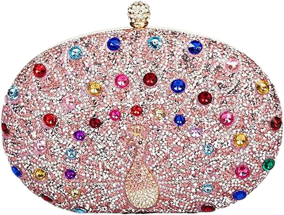 Rhinestone Evening Purses for Women Crystal Diamond Glitter Sparkly Handbag Elegant Shoulder Clutch