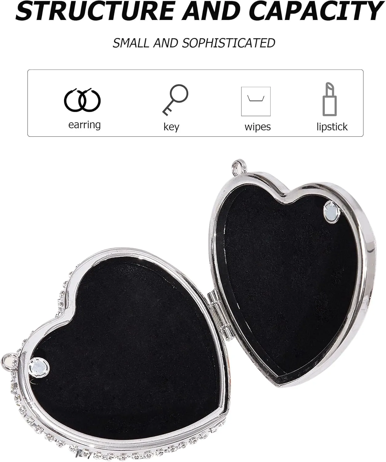 Rhinestones Heart Shape Clutch Purses for Women Sparkly Evening Bags for Prom Cocktail Party Wedding Purse