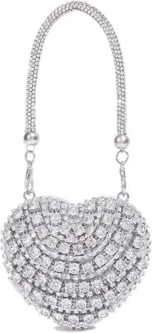 Rhinestones Heart Shape Clutch Purses for Women Sparkly Evening Bags for Prom Cocktail Party Wedding Purse
