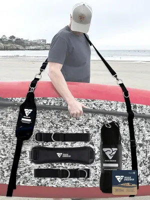 RogueEndeavor® SUP & Surf Board Carry Straps, Universal Fit, Mesh Bag, Salt Water Ready, Surf Board/Kayak/Stand Up Paddle Board Carry Straps with Metal Hardware (Black)