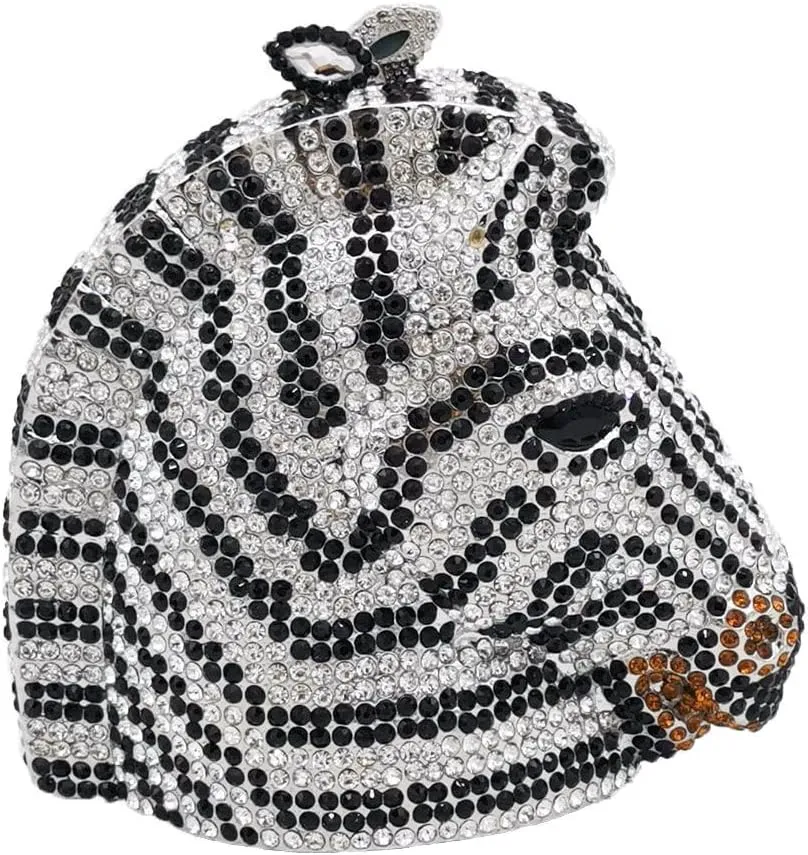 RomanticDesign Women Horse Head Evening Clutch Luxury Sparkly Rhinestone Crystal Bride Purse Party Prom Banquet Handbag