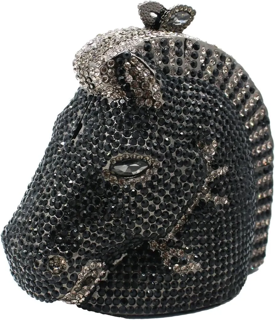 RomanticDesign Women Horse Head Evening Clutch Luxury Sparkly Rhinestone Crystal Bride Purse Party Prom Banquet Handbag