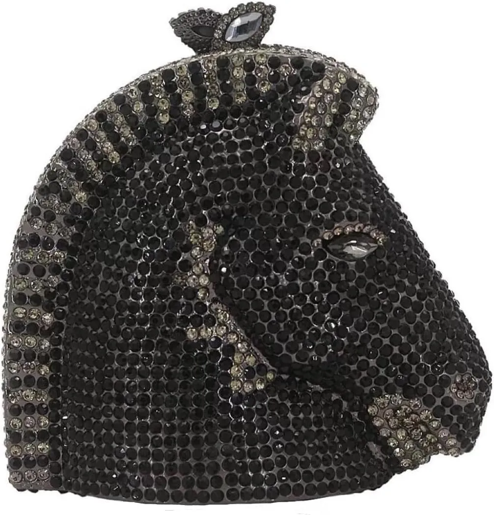 RomanticDesign Women Horse Head Evening Clutch Luxury Sparkly Rhinestone Crystal Bride Purse Party Prom Banquet Handbag