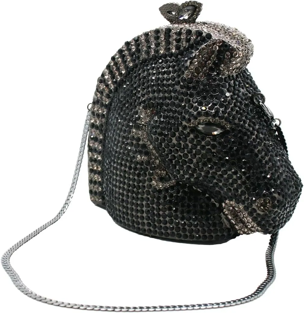 RomanticDesign Women Horse Head Evening Clutch Luxury Sparkly Rhinestone Crystal Bride Purse Party Prom Banquet Handbag