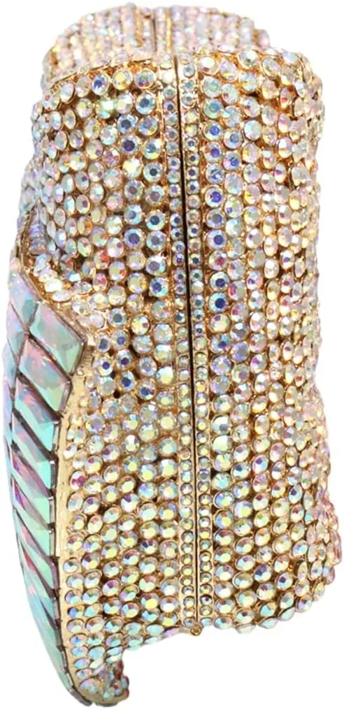 RomanticDesign Women Sparkly Bowknot Evening Clutch Luxury Rhinestone Bride Purse Wedding Party Prom Banquet Handbag