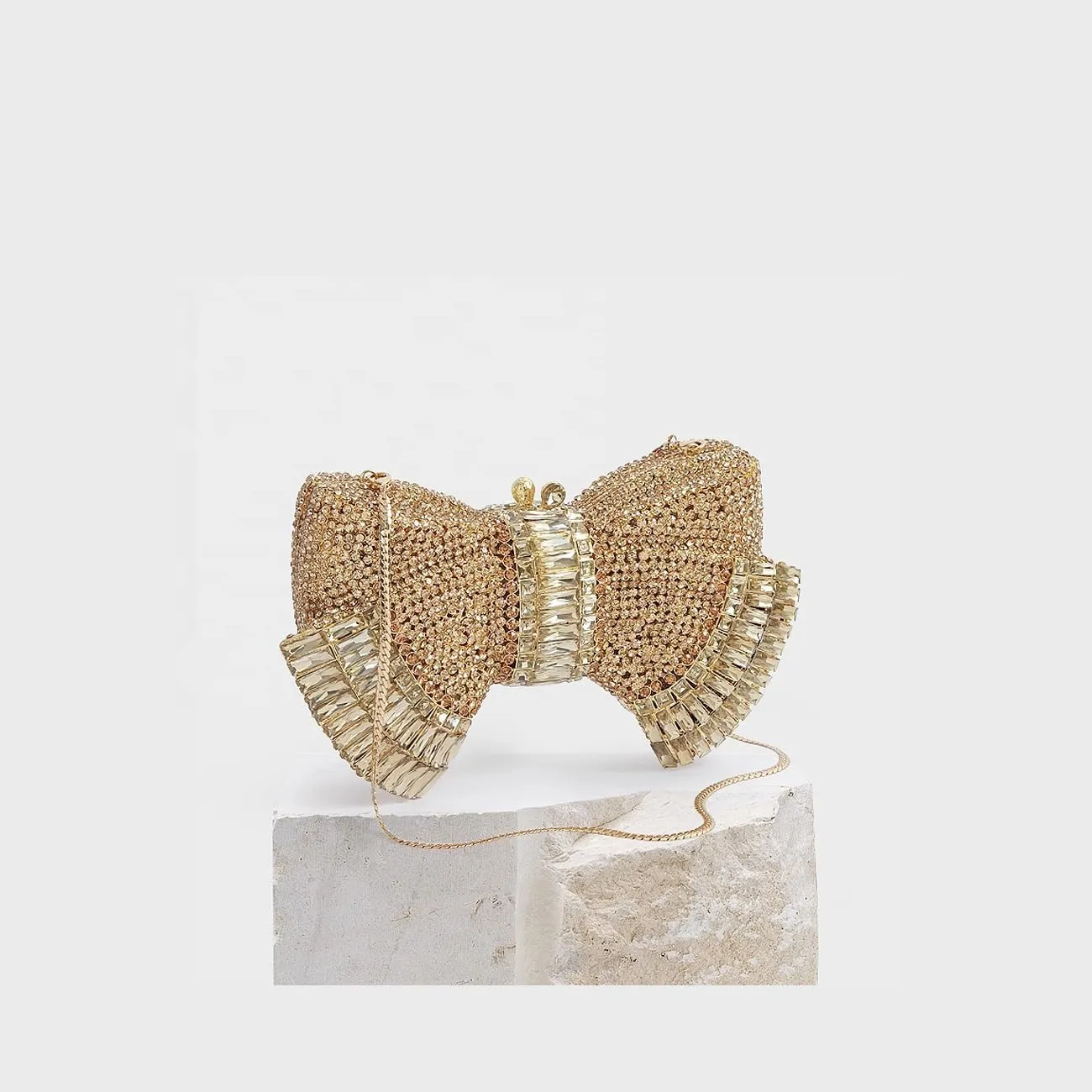 RomanticDesign Women Sparkly Bowknot Evening Clutch Luxury Rhinestone Bride Purse Wedding Party Prom Banquet Handbag