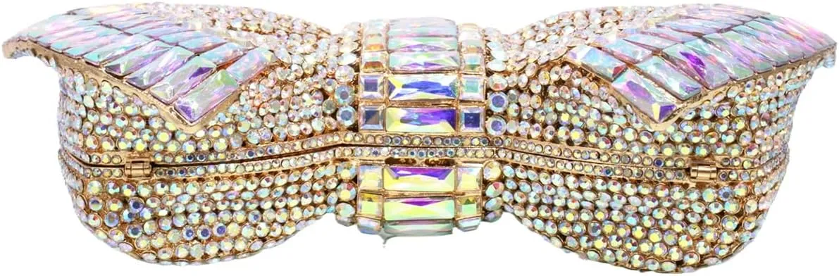 RomanticDesign Women Sparkly Bowknot Evening Clutch Luxury Rhinestone Bride Purse Wedding Party Prom Banquet Handbag