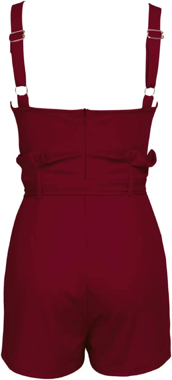 Rompers for Women Sexy Summer Casual Straps Short Pants Jumpsuits with Pockets Zipper