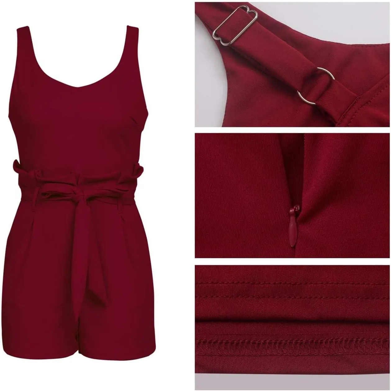 Rompers for Women Sexy Summer Casual Straps Short Pants Jumpsuits with Pockets Zipper