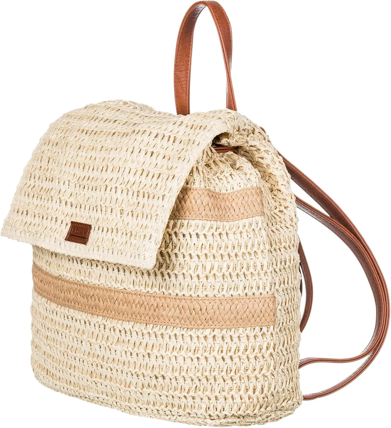 Roxy Women's Stylish Durable Woven Straw Backpack with Adjustable Straps, Make It Lovely-Natural, One Size