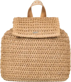 Roxy Women's Stylish Durable Woven Straw Backpack with Adjustable Straps, Spotless Sunnies-Natural, One Size