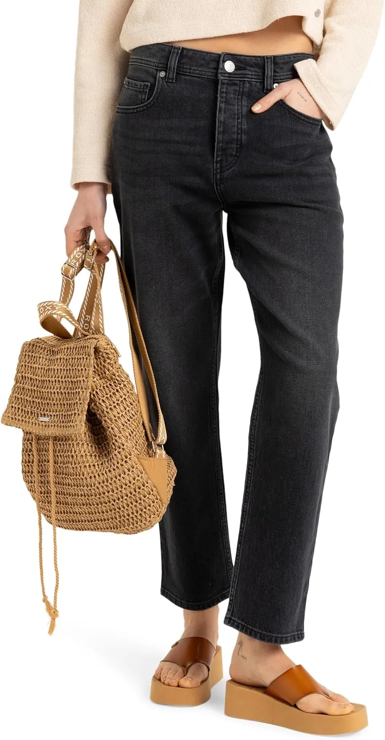 Roxy Women's Stylish Durable Woven Straw Backpack with Adjustable Straps, Spotless Sunnies-Natural, One Size