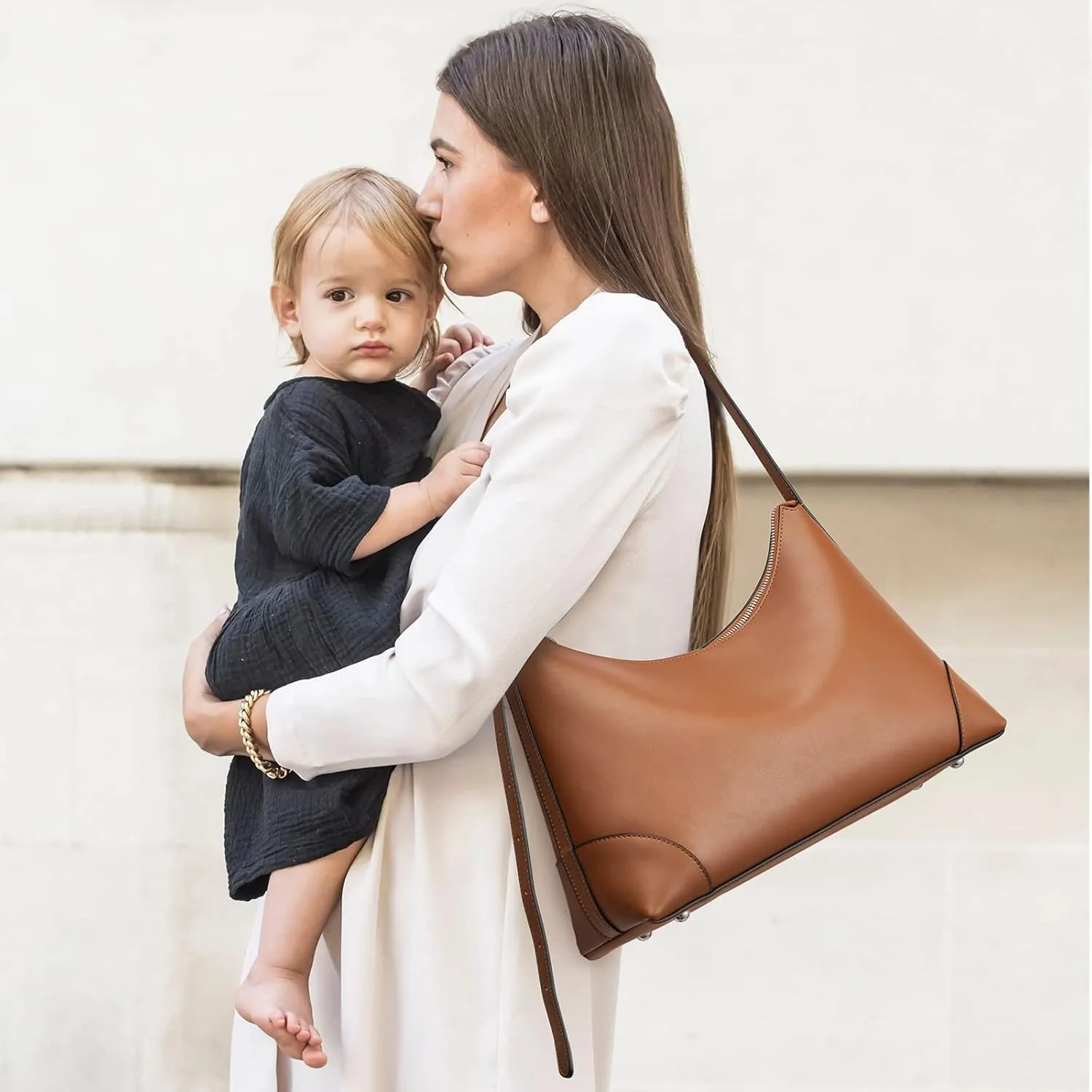 S-ZONE Genuine Leather Purses for Women Shoulder Bag Hobo Bags Handbags Adjustable Strap