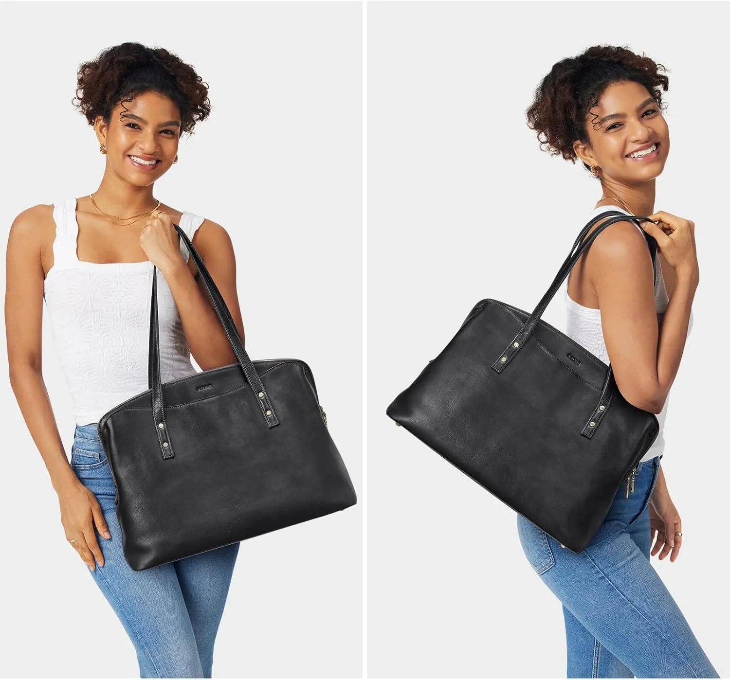 S-ZONE Leather Tote Bag for Women Large Capacity Work Shoulder Handbags Purses