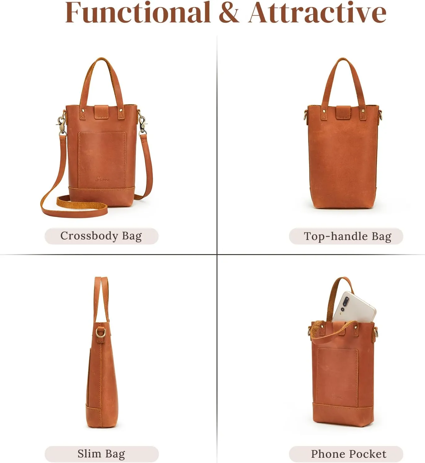 S-ZONE Small Crossbody Bags for Women Real Leather Cross Body Handbags Cell Phone Purses