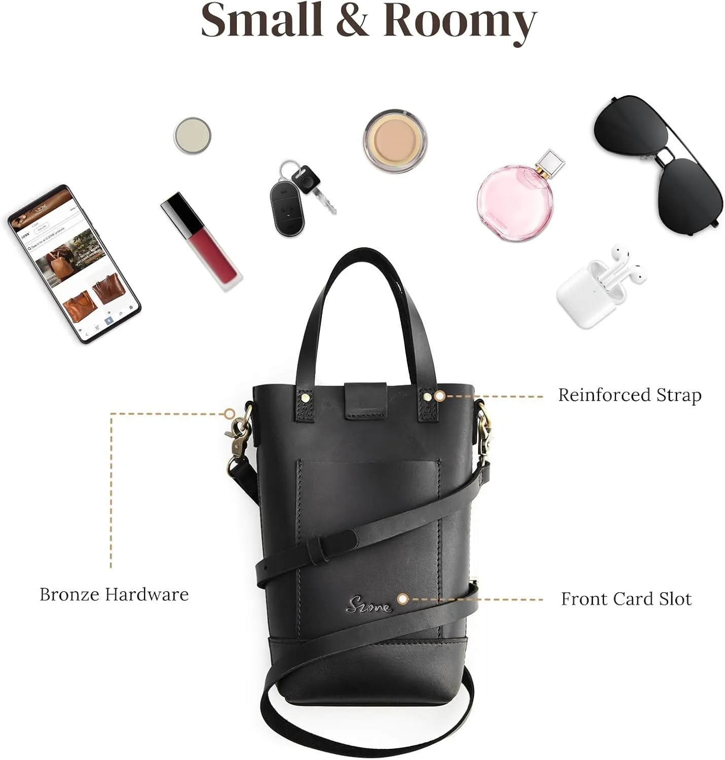 S-ZONE Small Crossbody Bags for Women Real Leather Cross Body Handbags Cell Phone Purses