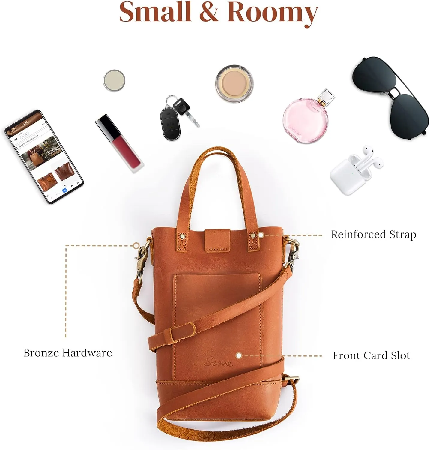 S-ZONE Small Crossbody Bags for Women Real Leather Cross Body Handbags Cell Phone Purses