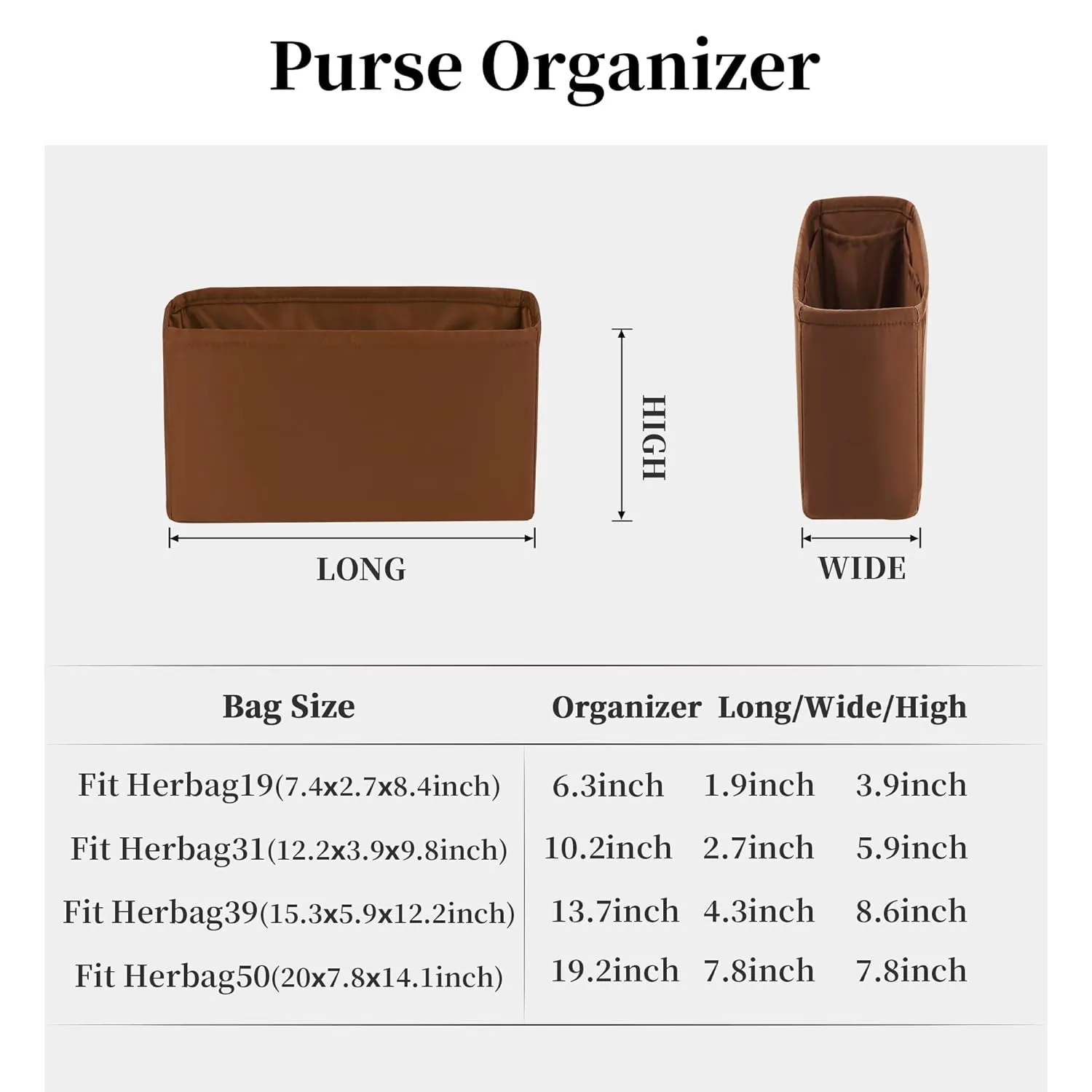 Satin Purse Organizer for Herbag 31, KINGS IN BAG Handbag Organizer Insert for H Herbag, Silky Inner Bag for Woman Luxury Handbags, Large Bag Insert with Multiple Pockets(Gold, Herbag31)