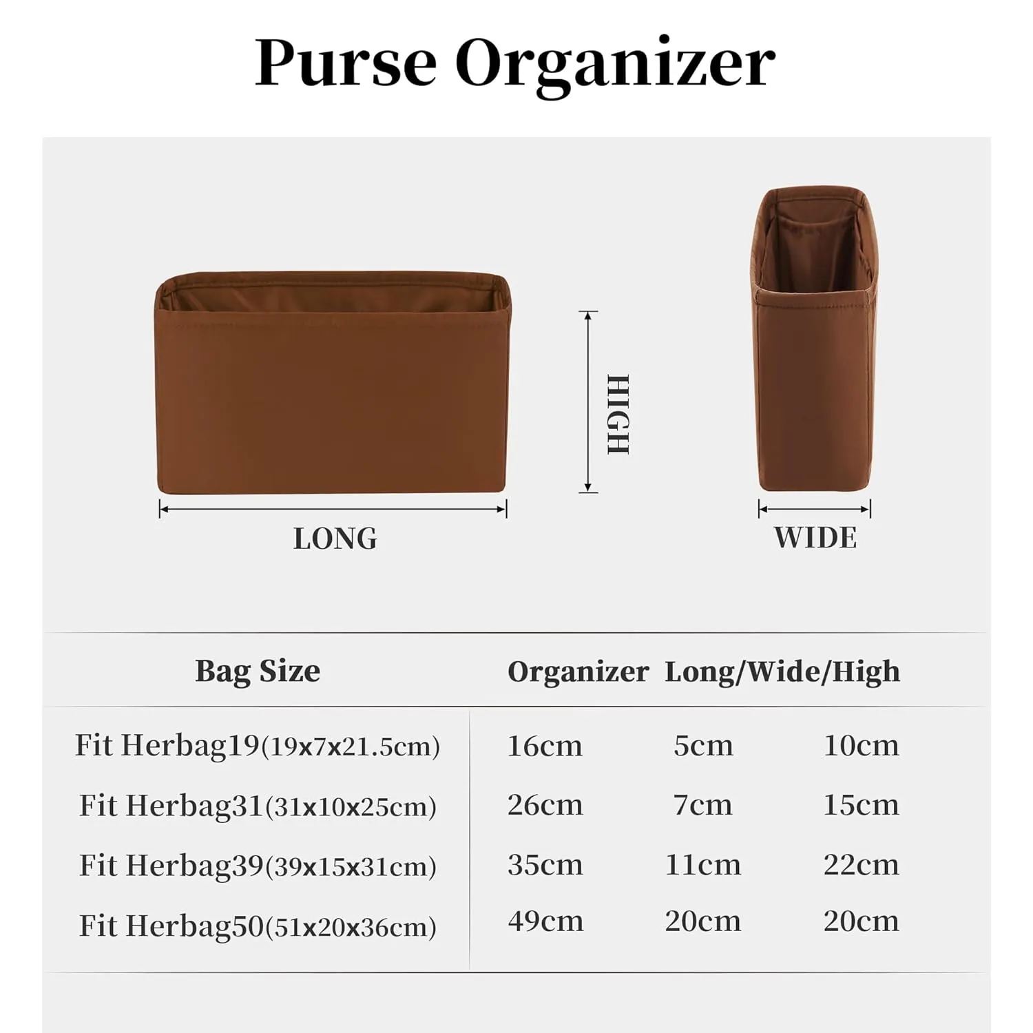 Satin Purse Organizer for Herbag 31, KINGS IN BAG Handbag Organizer Insert for H Herbag, Silky Inner Bag for Woman Luxury Handbags, Large Bag Insert with Multiple Pockets(Gold, Herbag31)