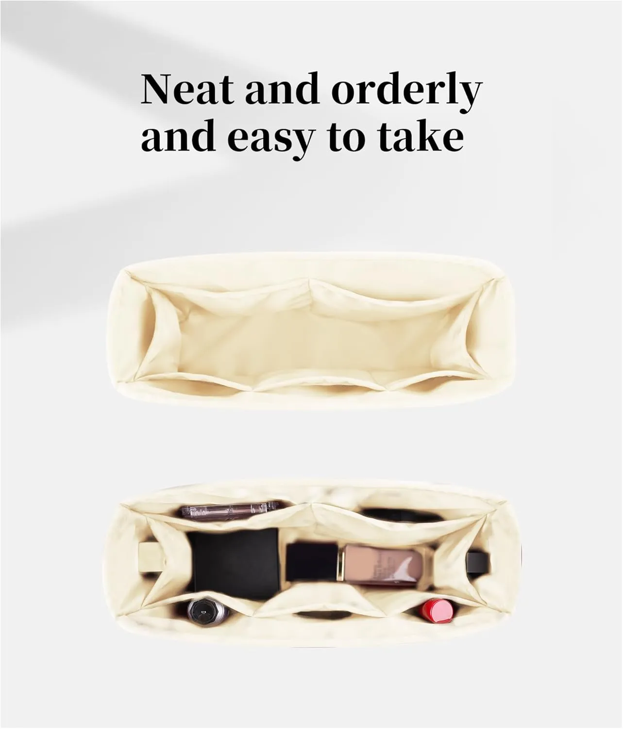Satin Purse Organizer for Kelly Danse 22, Handbag Organizer Insert Compatible with Hermes Kelly Danse, Inner bag for Women Everyday Use, Lightweight Shaper with Pockets(Craie,Danse 22)