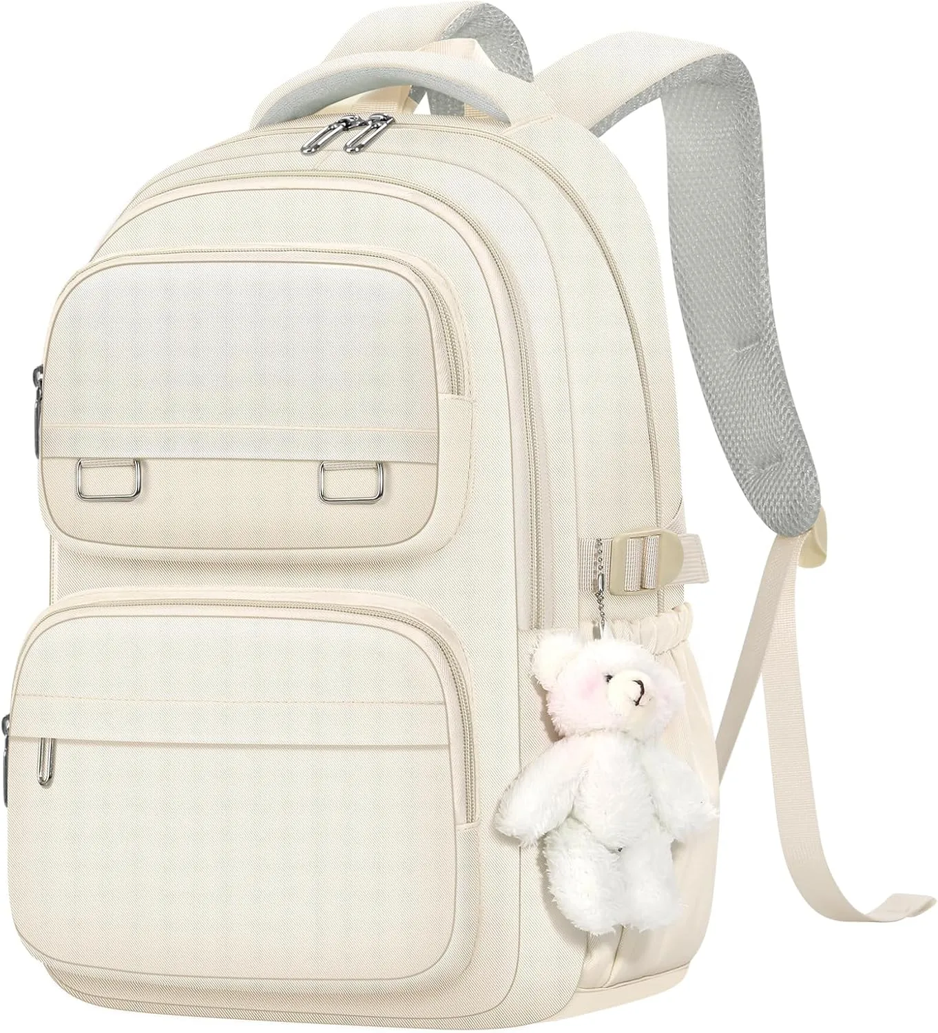 School Backpack for Kids Girls Cute Travel Backapck for College Women Men Casual Laptop Bookbag for Teen Student(Beige)