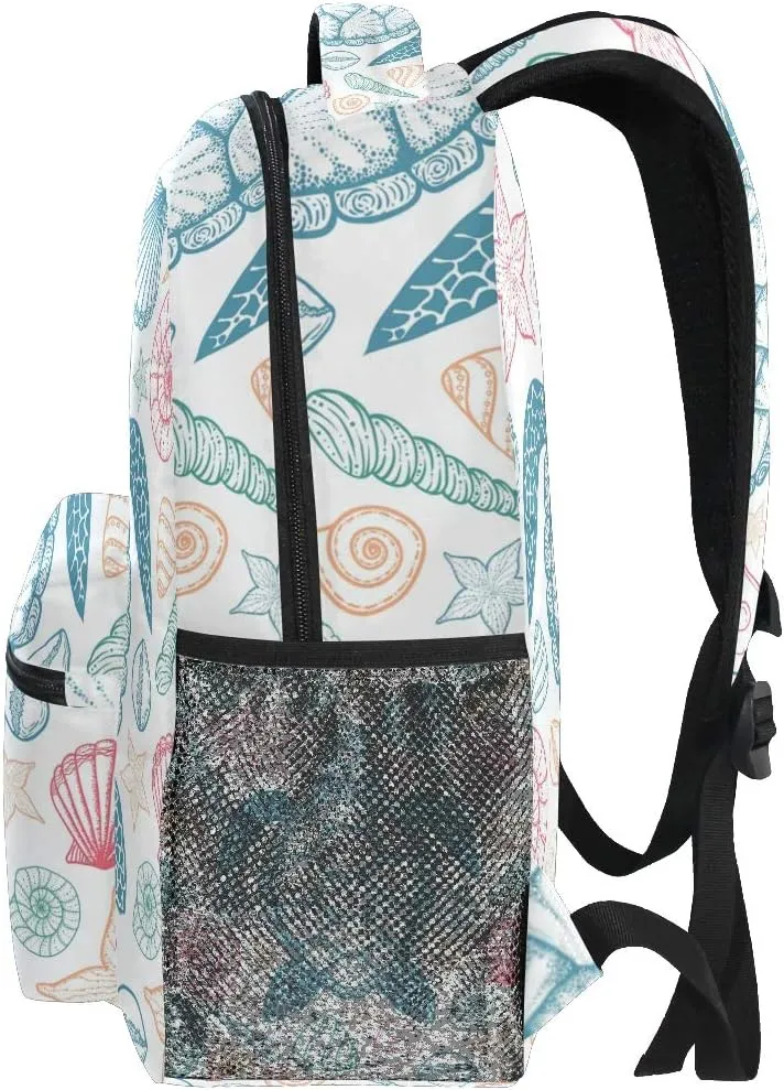 senya School Backpack Sea Turtle Starfish Shells Bookbag for Boys Girls Travel Bag One Size