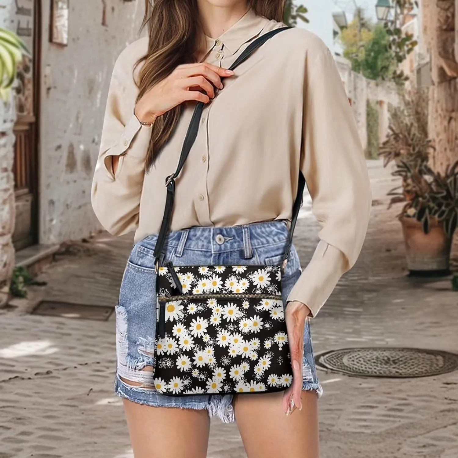 Sepetwhos Crossbody Bags Purses for Women Shoulder Handbags Crossover Stylish Trendy Pocketbook with Top Zipper Closure