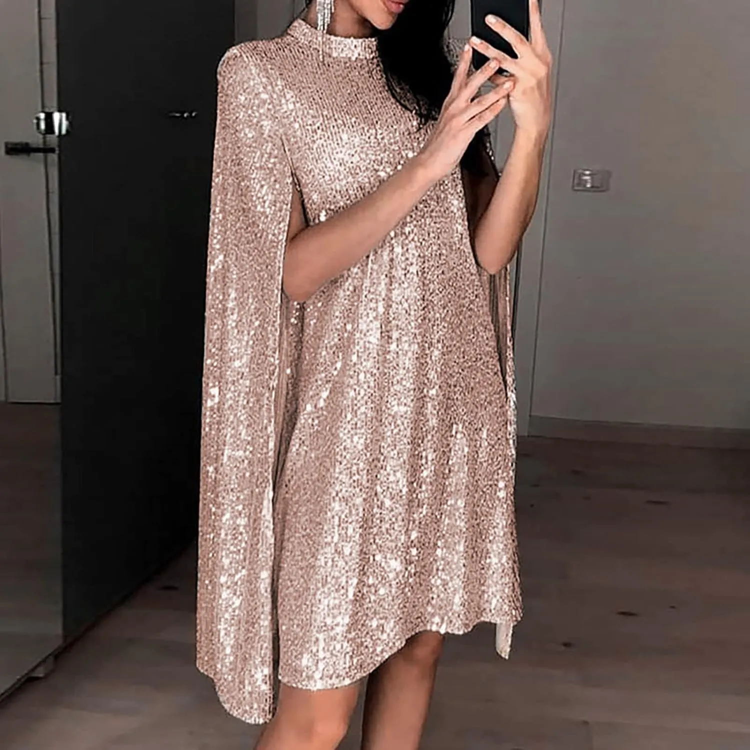 Sequin Dress for Women Disco Outfit Woman Sleeveless Sequins Halter Sexy Backless Dress Evening Party Mini Dress