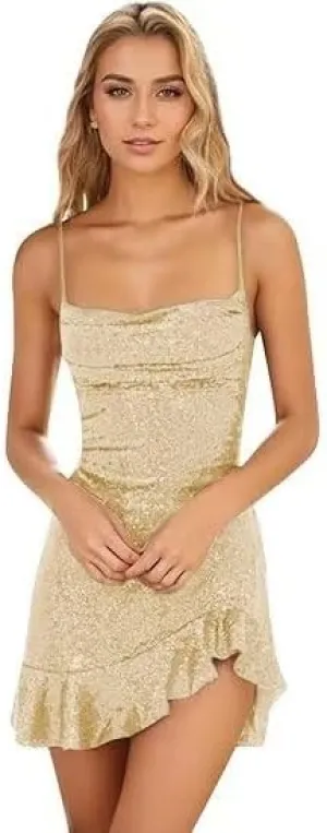 Sequin Short Homecoming Dresses for Teens 2025 Spaghetti Straps Sparkly Tight Mini Prom Cocktail Party Dress