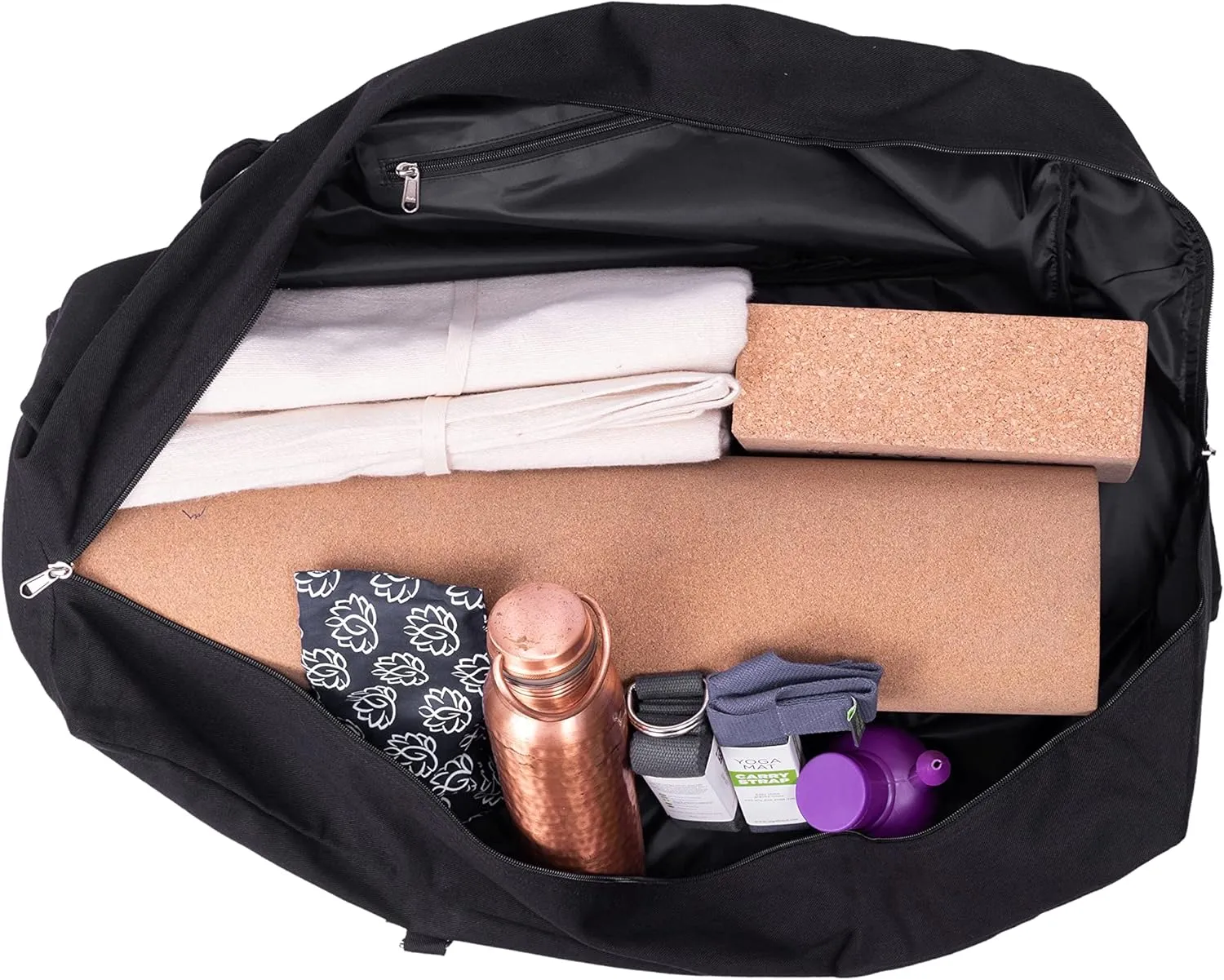 Seven Chakra Cotton Canvas Yoga Kit Bag for Men & Women Cotton Fabric With 7 Chakra Embroidery Carrier Bag Large Pocket (29x8x12)